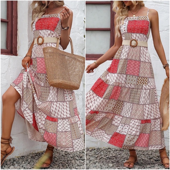 Boho Print Cami Cottagecore Maxi Dress - Picture 7 of 8